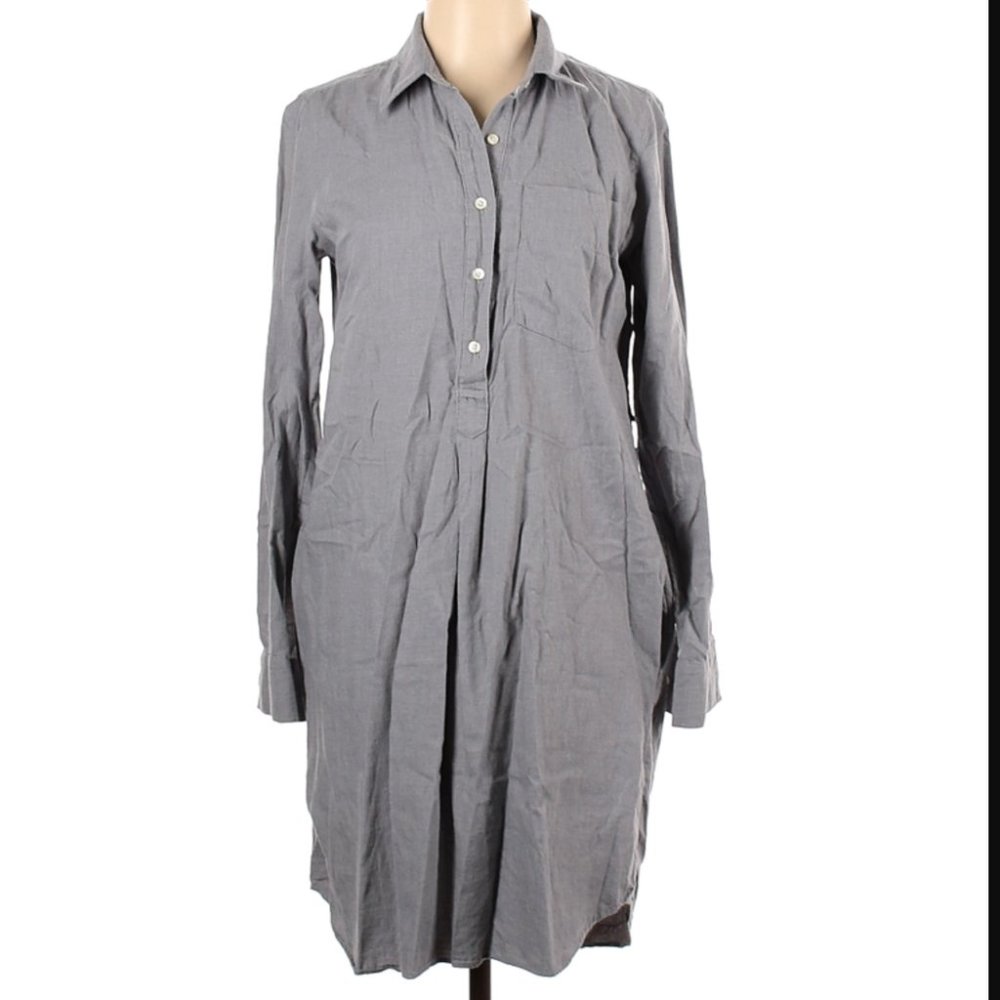 Gap Long sleeved grey flannel shirtdress